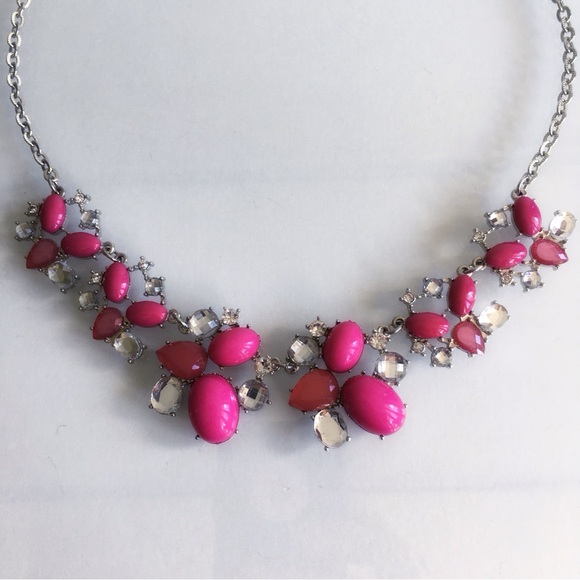 Colourful Pink Cabochon Acrylic Bead & Rhinestone Statement Necklace - Picture 3 of 5
